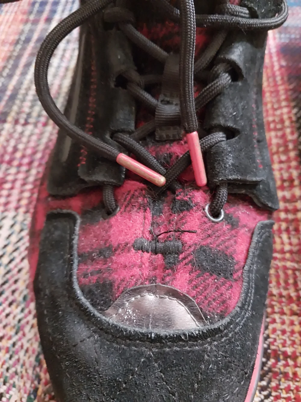 Polo Ralph Lauren PS200 Sport Black/Red Plaid Suede Sneaker Shoes Mens Sz 10.5